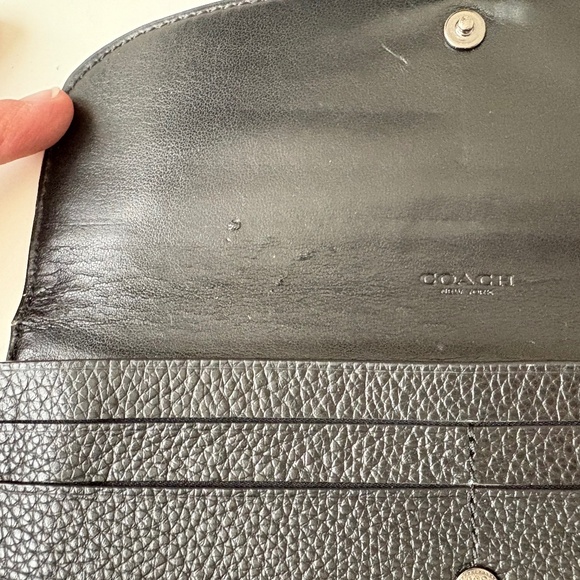 COACH SOFT BLACK WALLET BAG  WITH SNAKE EMBOSSED LEATHER TRIM (F57592) - Picture 3 of 13